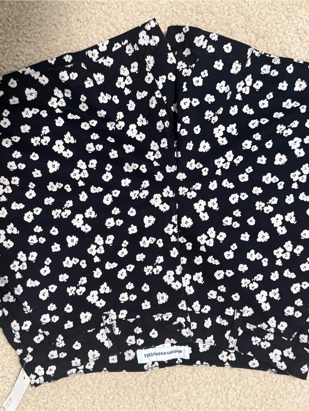 Amazon Essentials Black Dress with White Floral Pattern